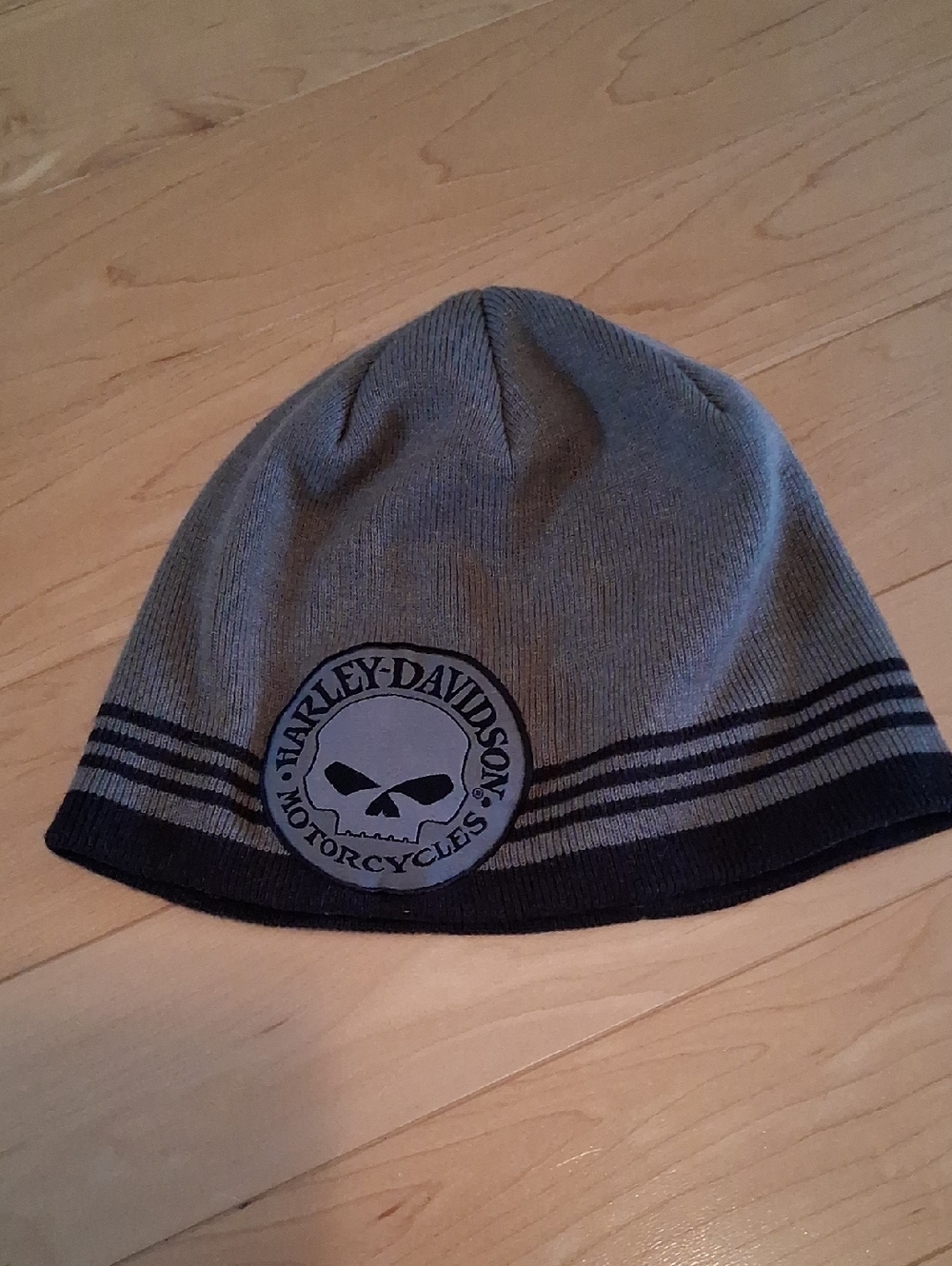 Harley-Davidson Gray and Black Skull Beanie